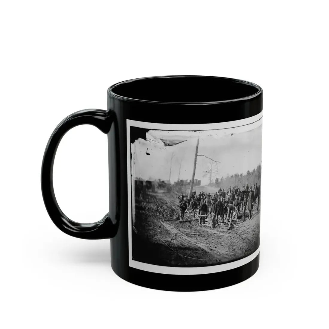 Richmond, Va., Vicinity. Engineers Building Corduroy Road (U.S. Civil War) Black Coffee Mug - Go Mug Yourself