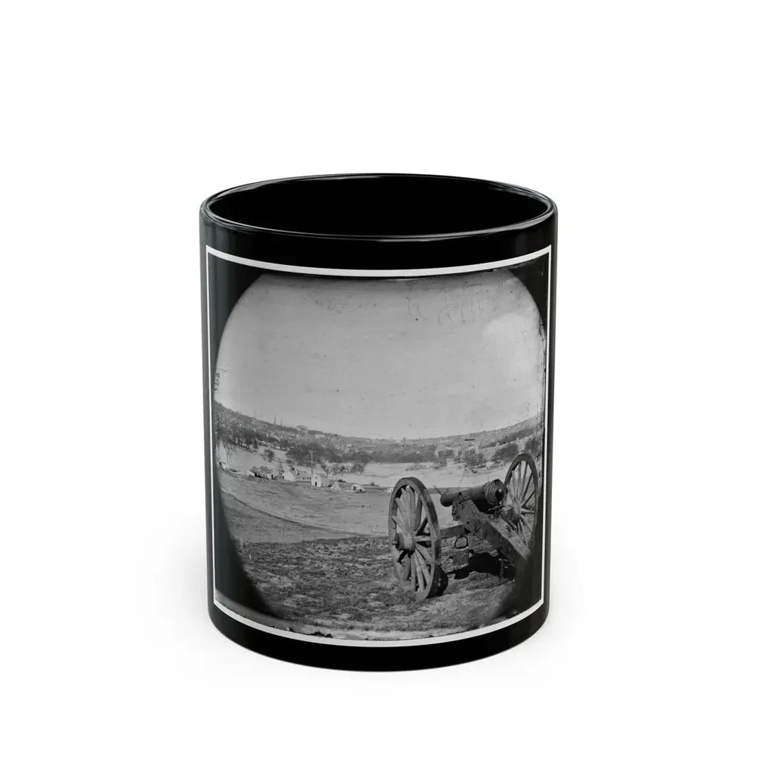Richmond, Va. View Of City From Belle Isle; Gun In Foreground (U.S. Civil War) Black Coffee Mug 11oz - Go Mug Yourself