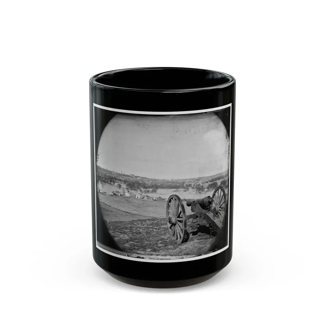 Richmond, Va. View Of City From Belle Isle; Gun In Foreground (U.S. Civil War) Black Coffee Mug 15oz - Go Mug Yourself