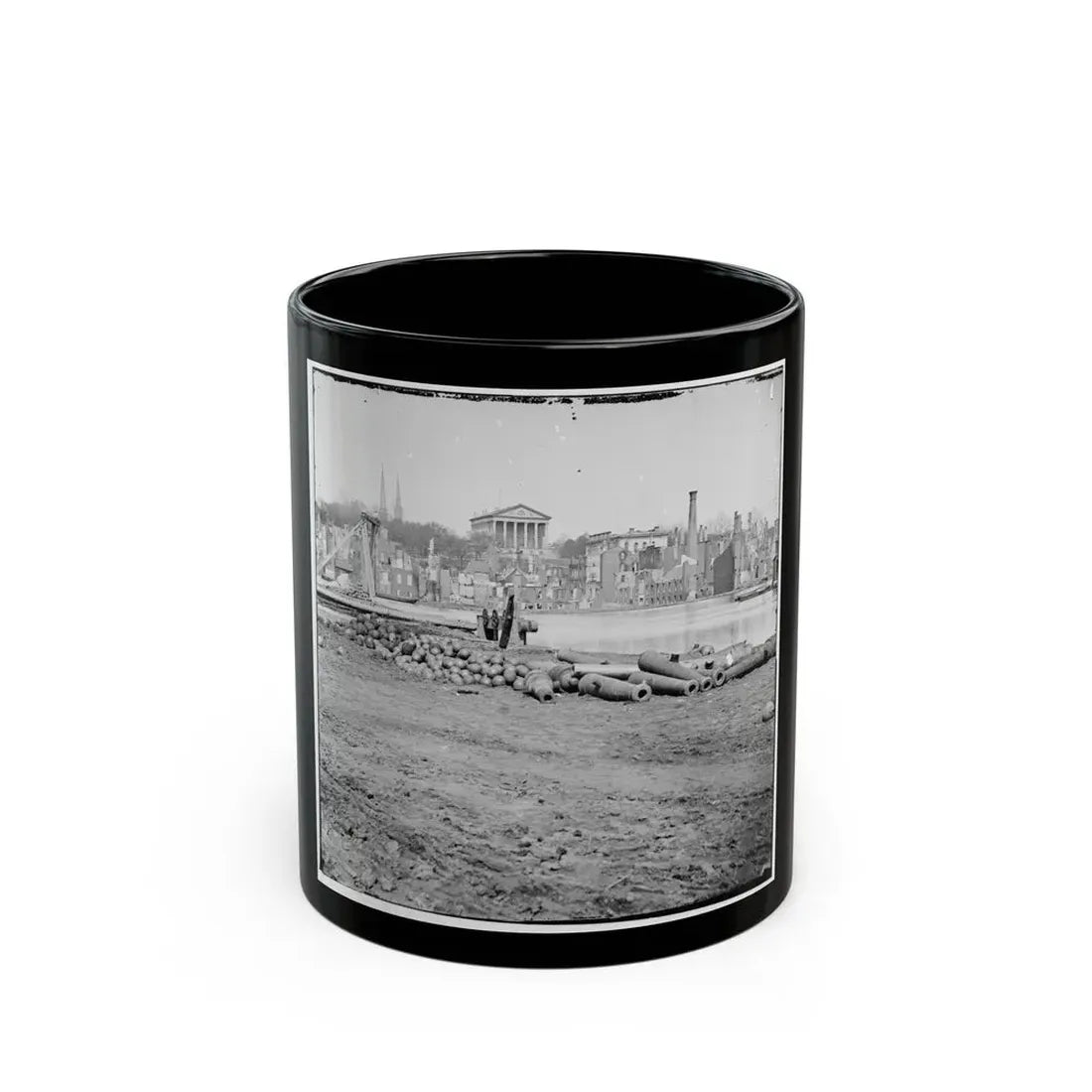 Richmond, Va. View Of The Burned District And The Capitol Across The Canal Basin (U.S. Civil War) Black Coffee Mug 11oz - Go Mug Yourself