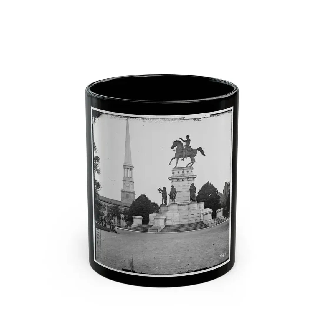 Richmond, Va. Washington Monument; St. Paul's Church In Left Background (U.S. Civil War) Black Coffee Mug 11oz - Go Mug Yourself