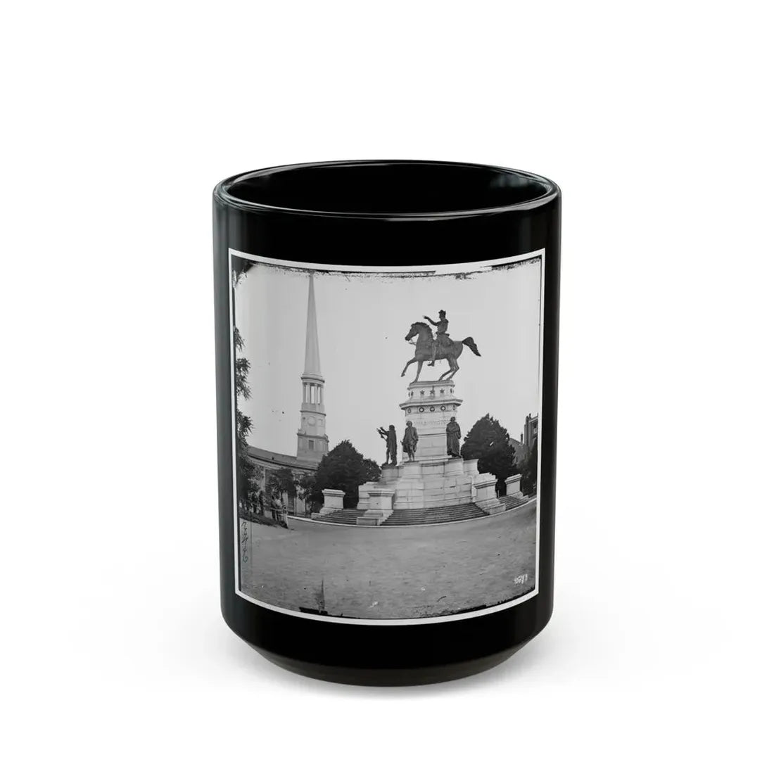 Richmond, Va. Washington Monument; St. Paul's Church In Left Background (U.S. Civil War) Black Coffee Mug 15oz - Go Mug Yourself