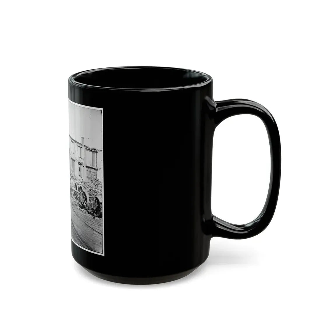 Richmond, Va. Wheels And Burned Railroad Cars Near Richmond & Petersburg Railroad Station (U.S. Civil War) Black Coffee Mug - Go Mug Yourself