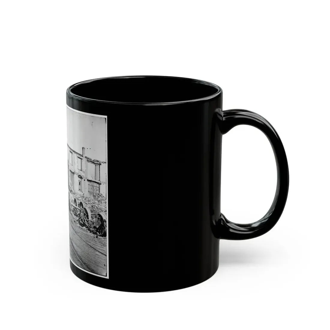 Richmond, Va. Wheels And Burned Railroad Cars Near Richmond & Petersburg Railroad Station (U.S. Civil War) Black Coffee Mug - Go Mug Yourself