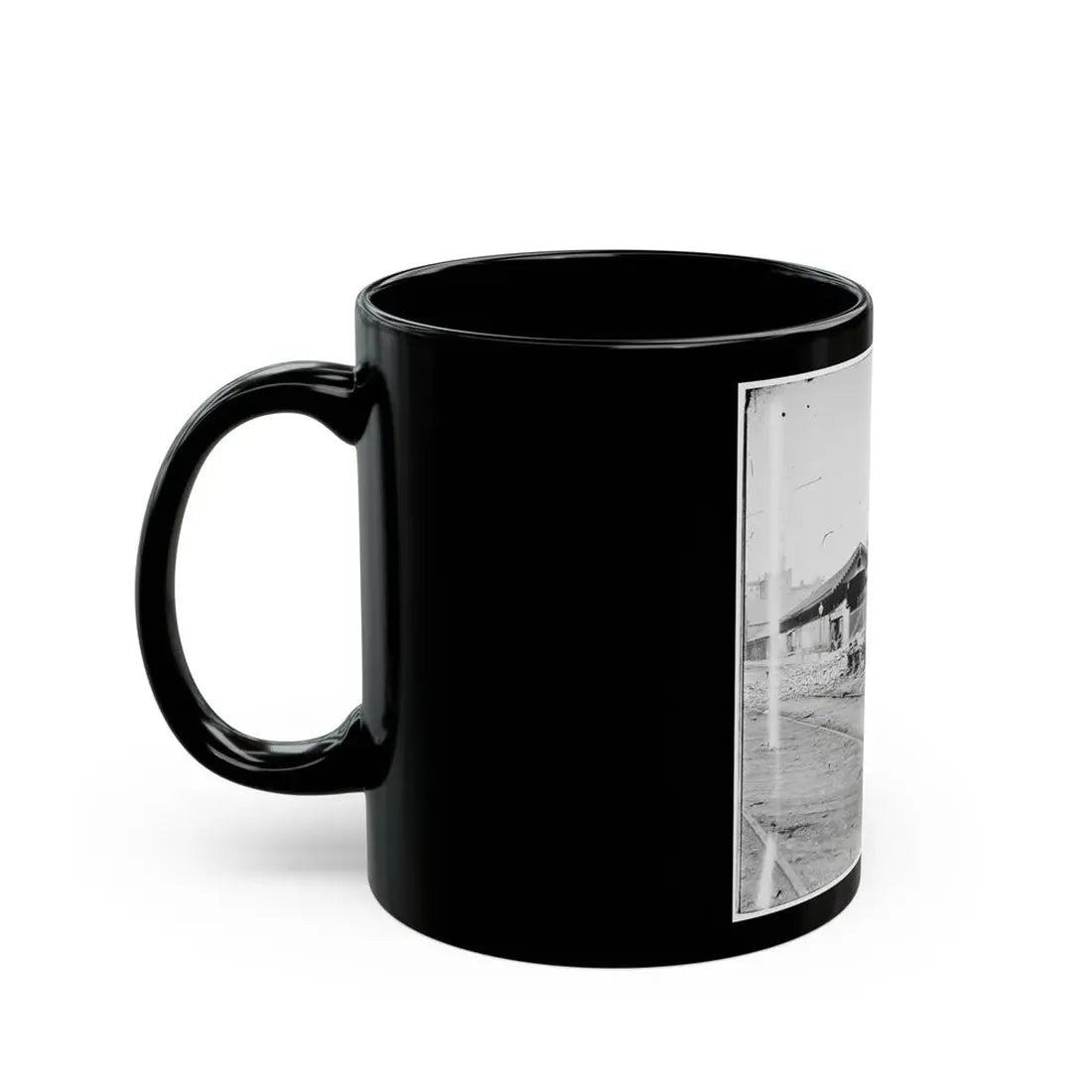 Richmond, Va. Wheels And Burned Railroad Cars Near Richmond & Petersburg Railroad Station (U.S. Civil War) Black Coffee Mug - Go Mug Yourself
