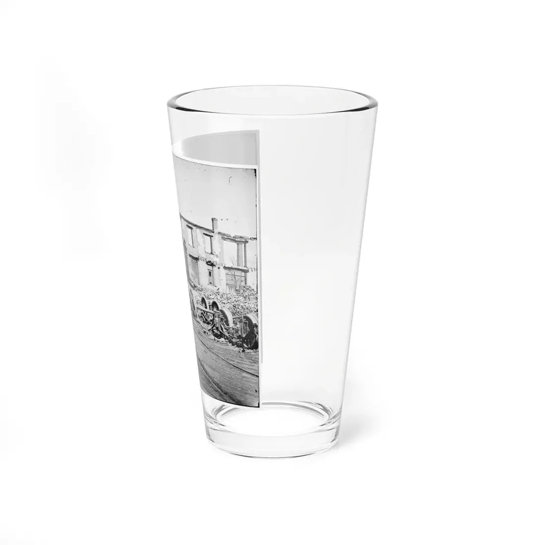 Richmond, Va. Wheels And Burned Railroad Cars Near Richmond & Petersburg Railroad Station (U.S. Civil War) Pint Glass 16oz - Go Mug Yourself