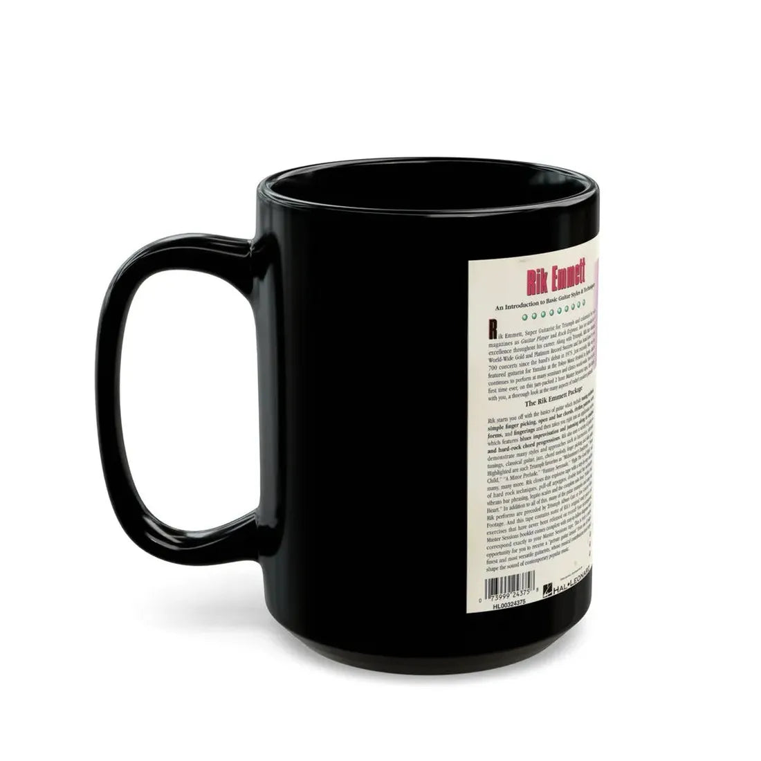 RIK EMMETT INSTRUCTIONAL GUITAR VIDEO (VHS COVER) - Black Coffee Mug - Go Mug Yourself