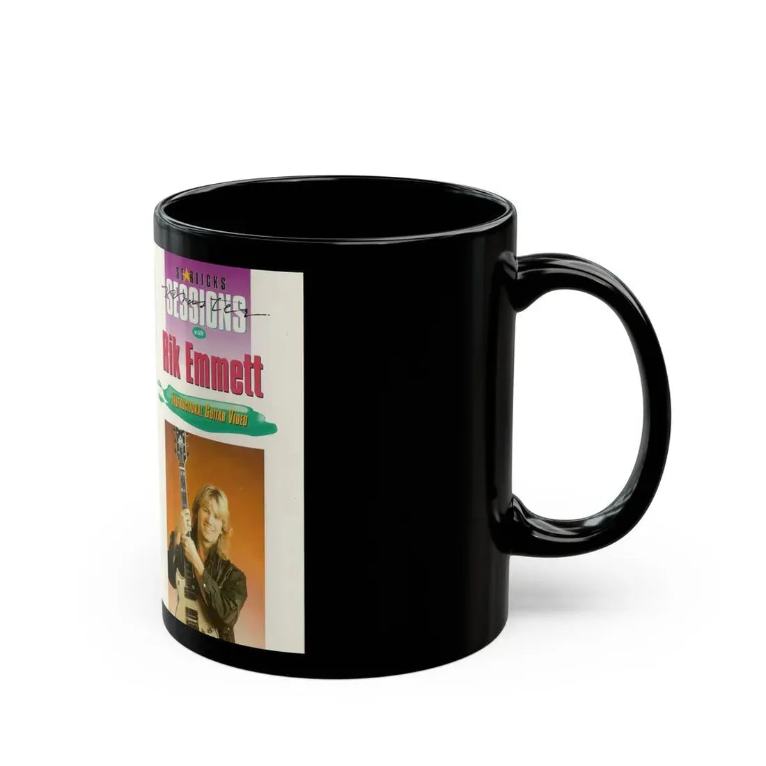 RIK EMMETT INSTRUCTIONAL GUITAR VIDEO (VHS COVER) - Black Coffee Mug - Go Mug Yourself