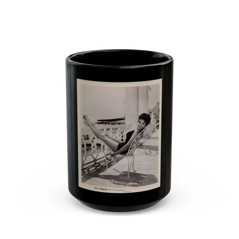 Rita Moreno #01 (Vintage Female Icon) Black Coffee Mug-15oz-Go Mug Yourself