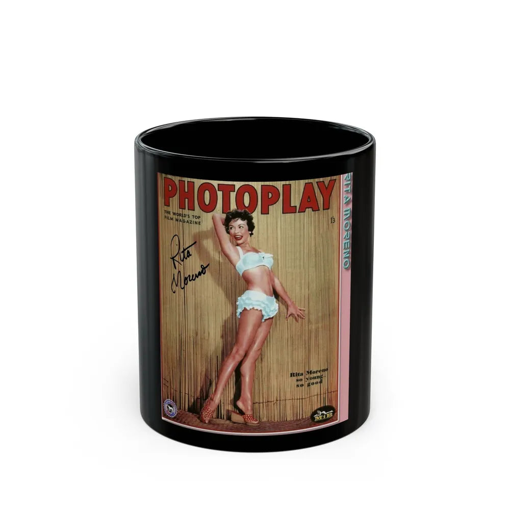 Rita Moreno #47 (Vintage Female Icon) Black Coffee Mug-11oz-Go Mug Yourself