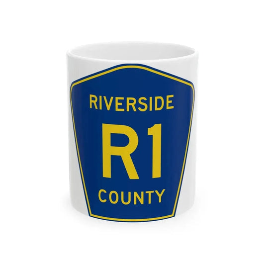 Riverside County R1 (California) (Road Sign) White Coffee Mug 11oz - Go Mug Yourself