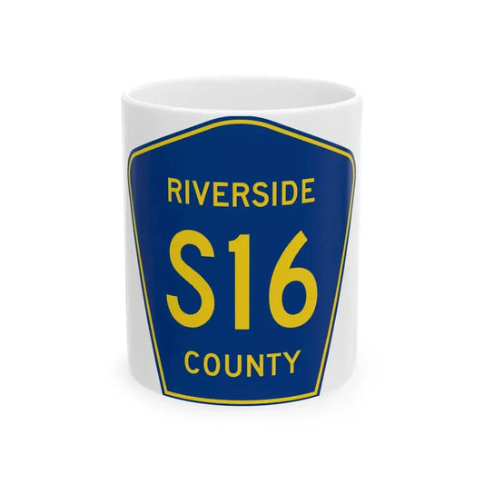 Riverside County S16 (California) (Road Sign) White Coffee Mug 11oz - Go Mug Yourself