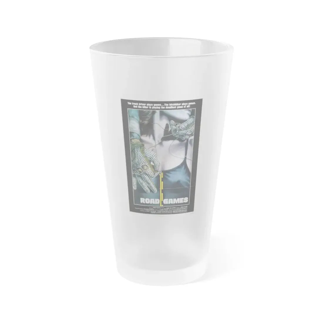 ROAD GAMES 1981 Movie Poster - Frosted Pint Glass 16oz 16oz Frosted - Go Mug Yourself