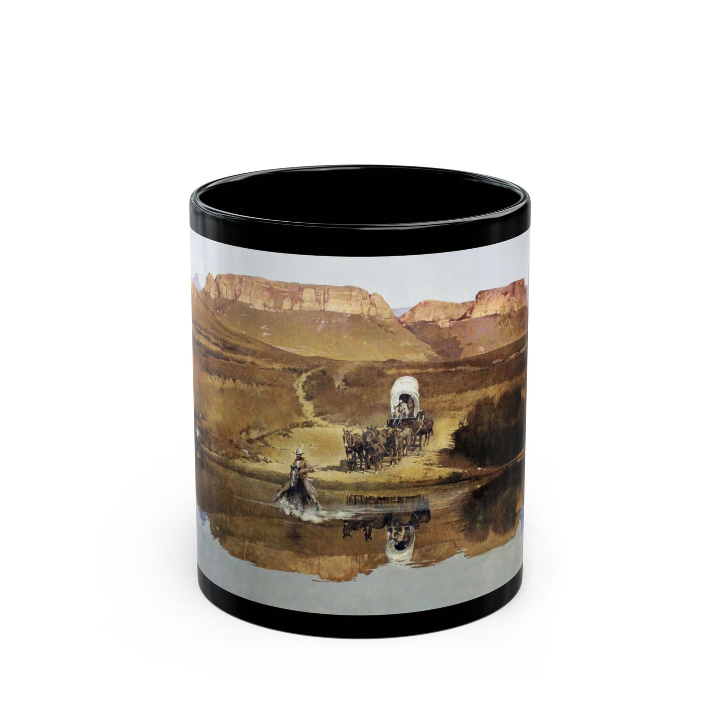 Robert McGinnis (1926-) Beyond The Shining River - Black Coffee Mug-11oz-Go Mug Yourself