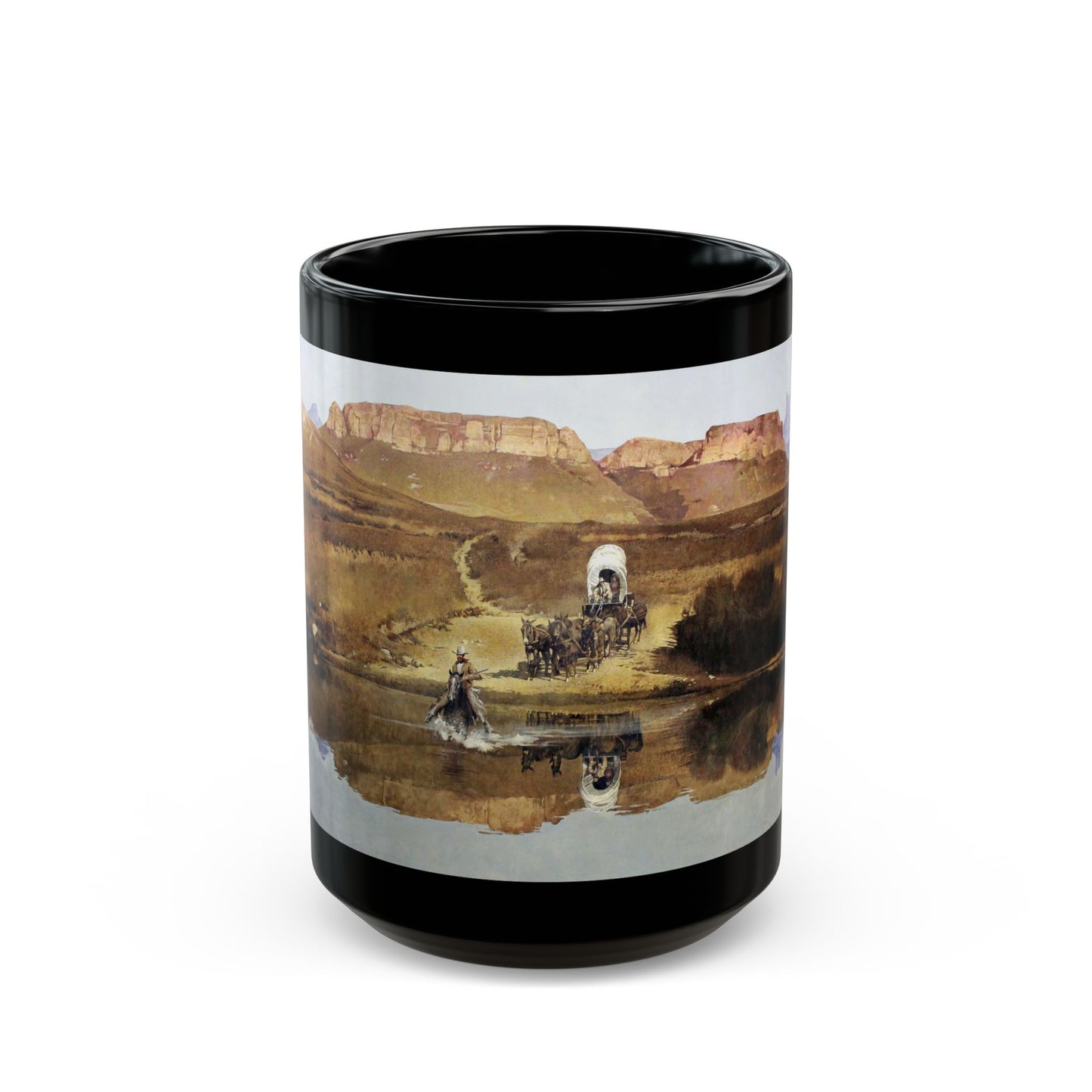 Robert McGinnis (1926-) Beyond The Shining River - Black Coffee Mug-15oz-Go Mug Yourself