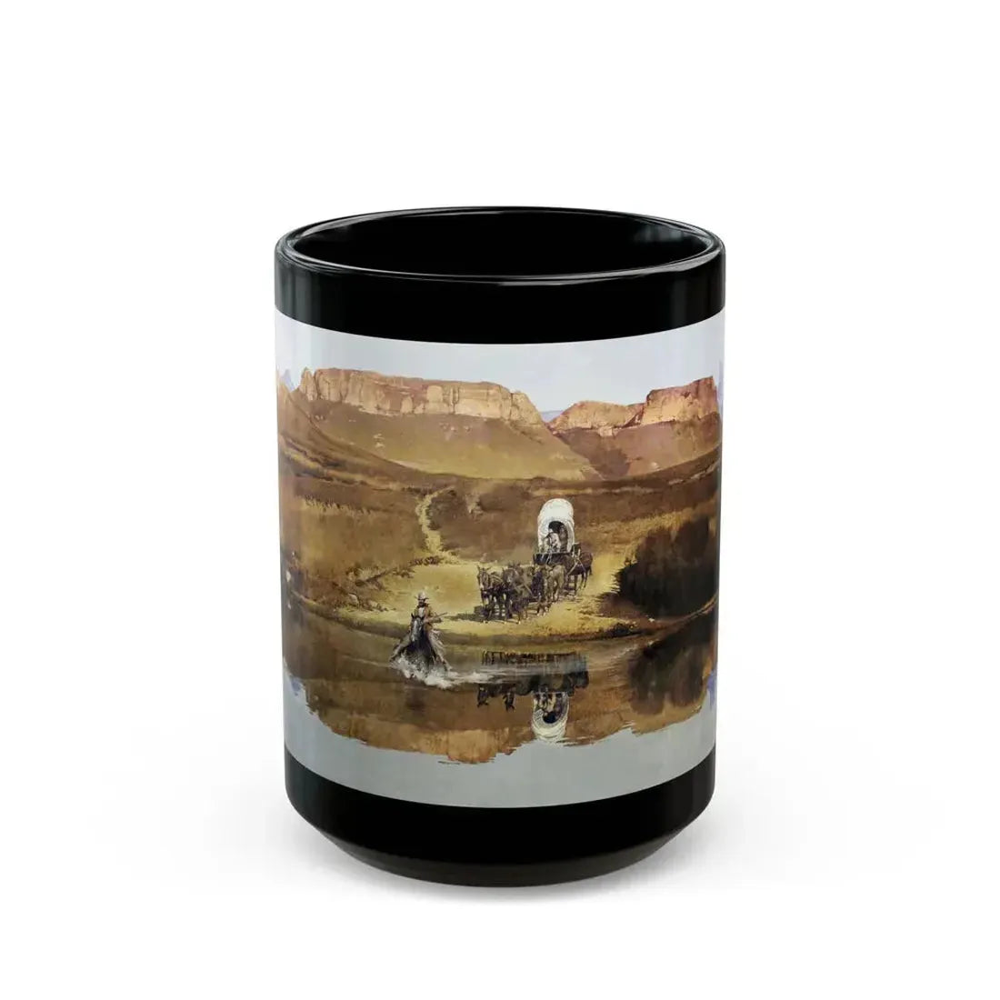 Robert McGinnis (1926-) Beyond The Shining River - Black Coffee Mug 15oz - Go Mug Yourself