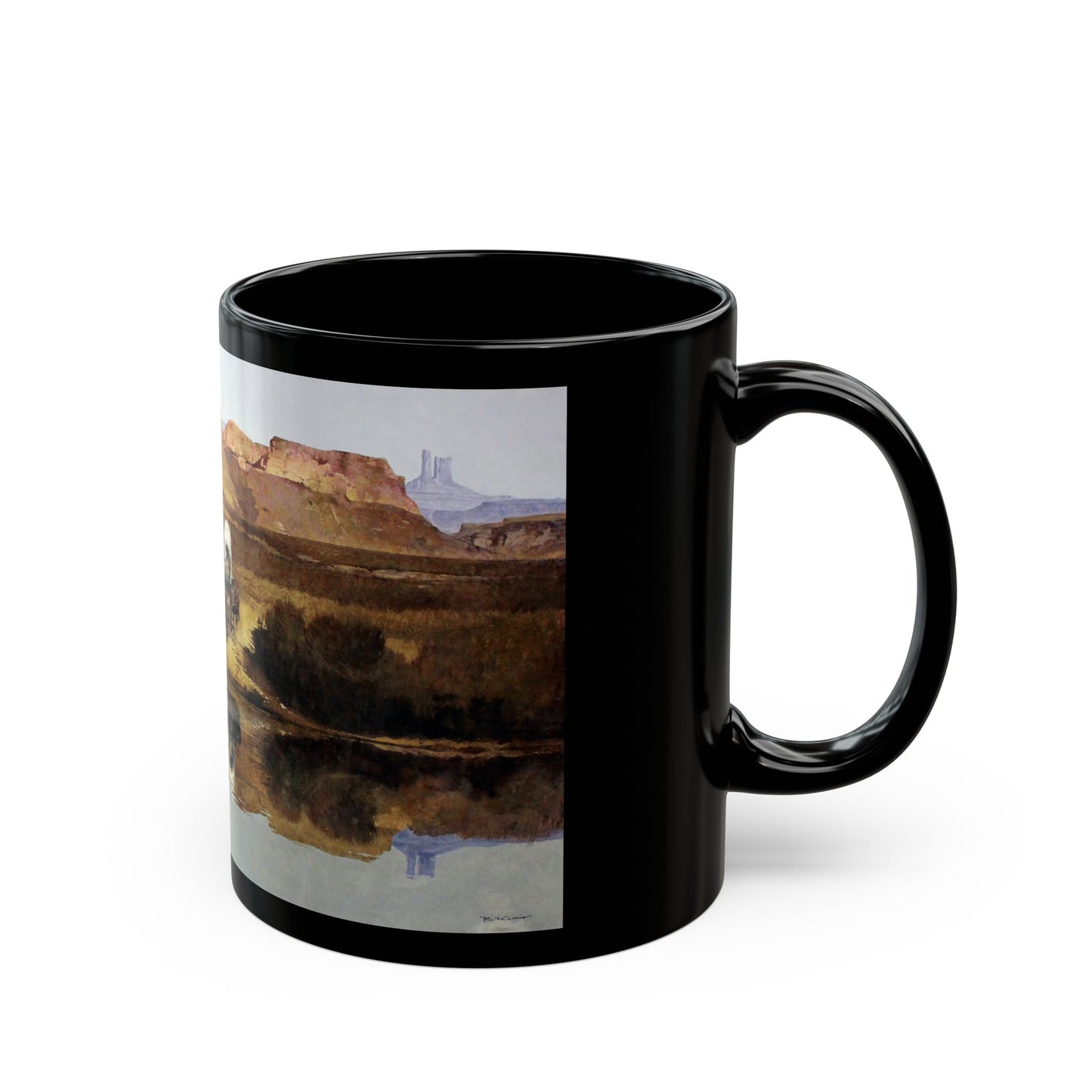 Robert McGinnis (1926-) Beyond The Shining River - Black Coffee Mug-Go Mug Yourself