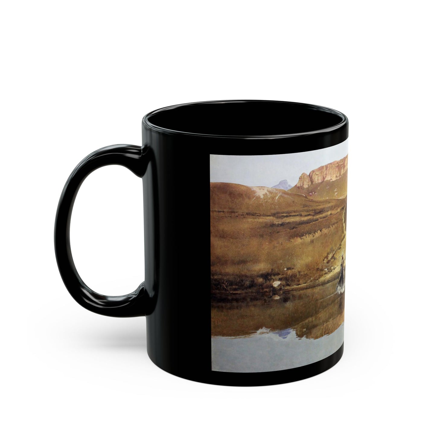 Robert McGinnis (1926-) Beyond The Shining River - Black Coffee Mug-Go Mug Yourself