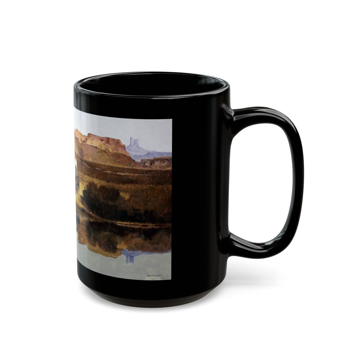 Robert McGinnis (1926-) Beyond The Shining River - Black Coffee Mug-Go Mug Yourself