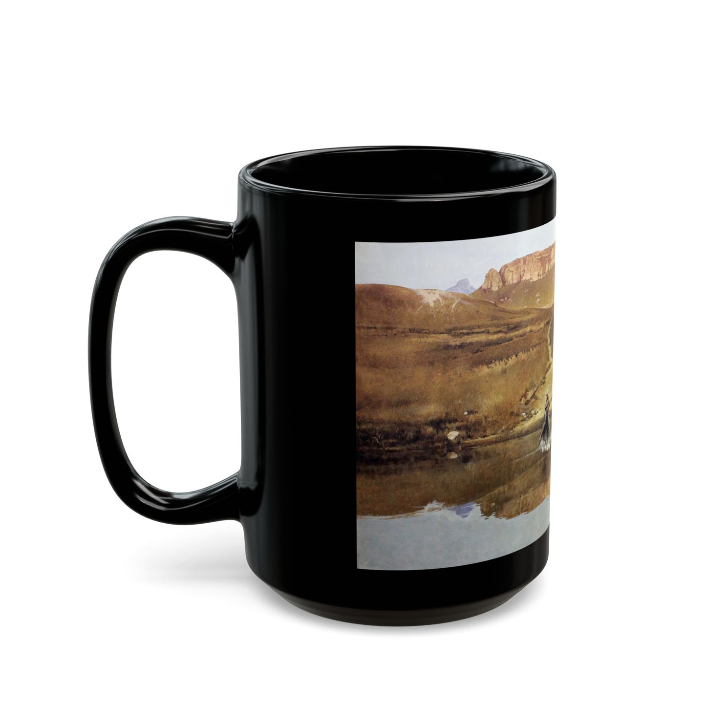 Robert McGinnis (1926-) Beyond The Shining River - Black Coffee Mug-Go Mug Yourself