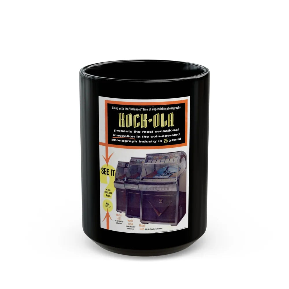 Rock-Ola 1958 (Music Poster) Black Coffee Mug 15oz - Go Mug Yourself