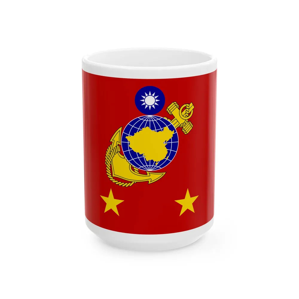 ROCMC Lieutenant Generals Flag (China) White Coffee Mug 15oz - Go Mug Yourself