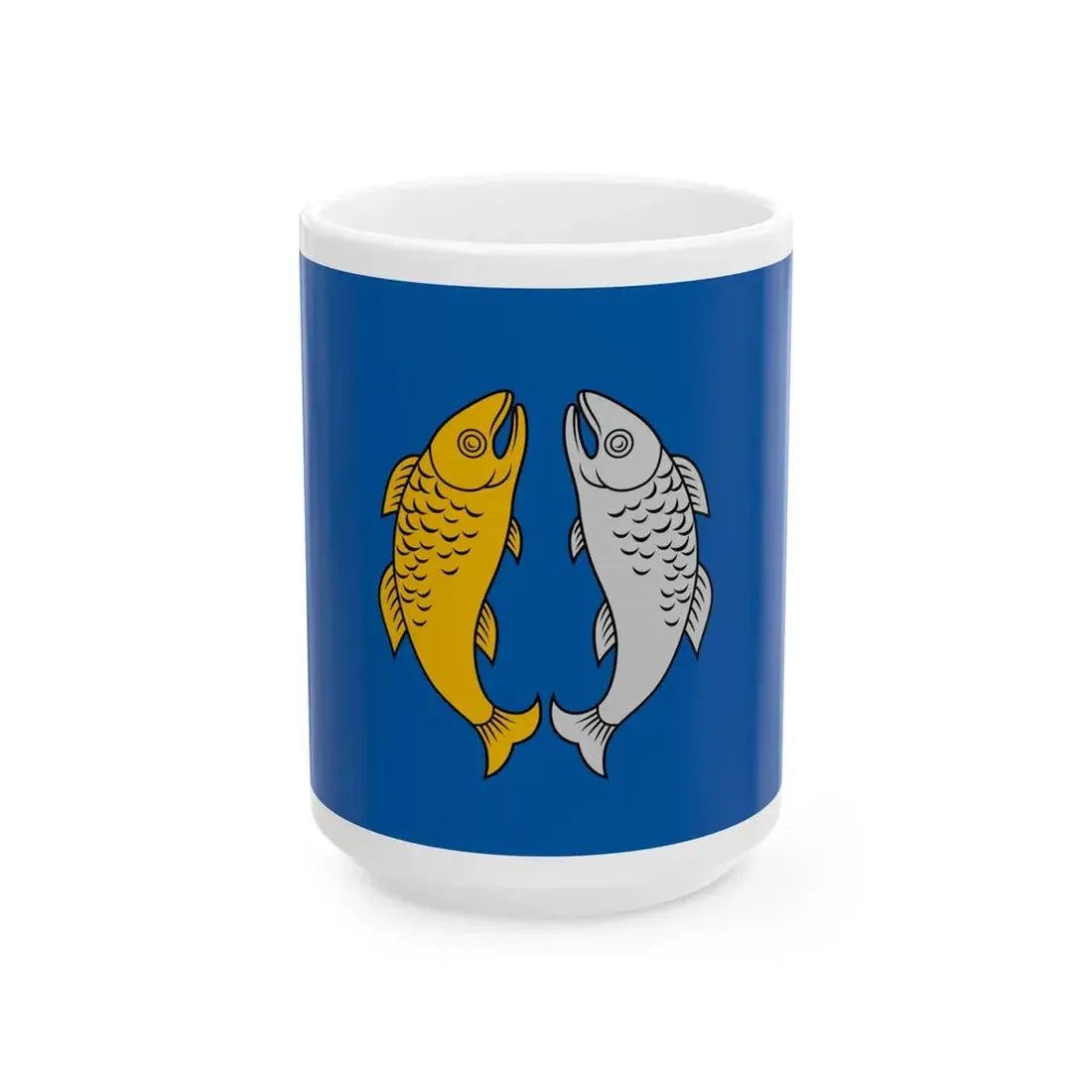 Rojas pagasta karogs (Latvia) White Coffee Mug 15oz - Go Mug Yourself