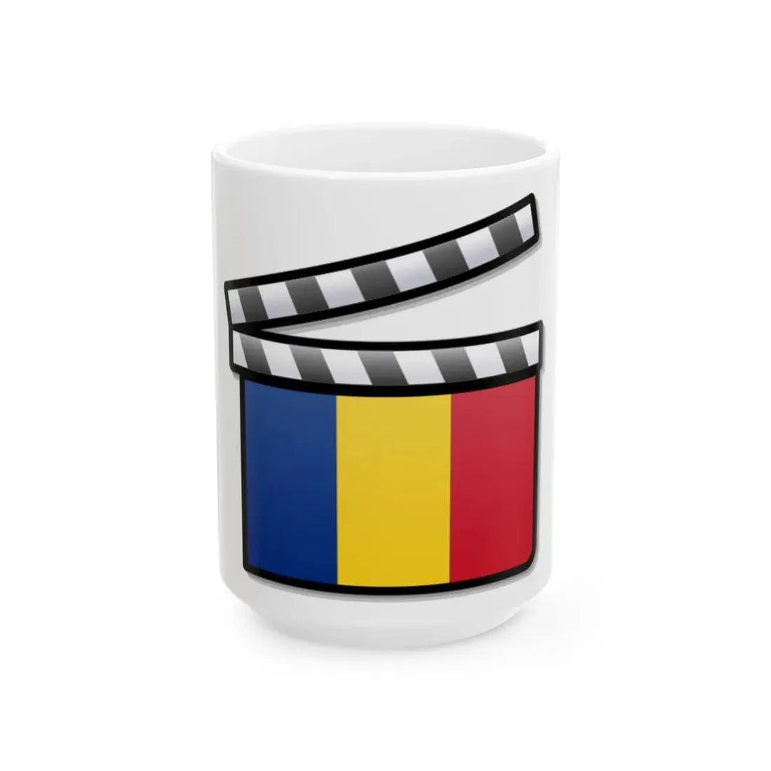 Romania film clapperboard (Oman) White Coffee Mug 15oz - Go Mug Yourself