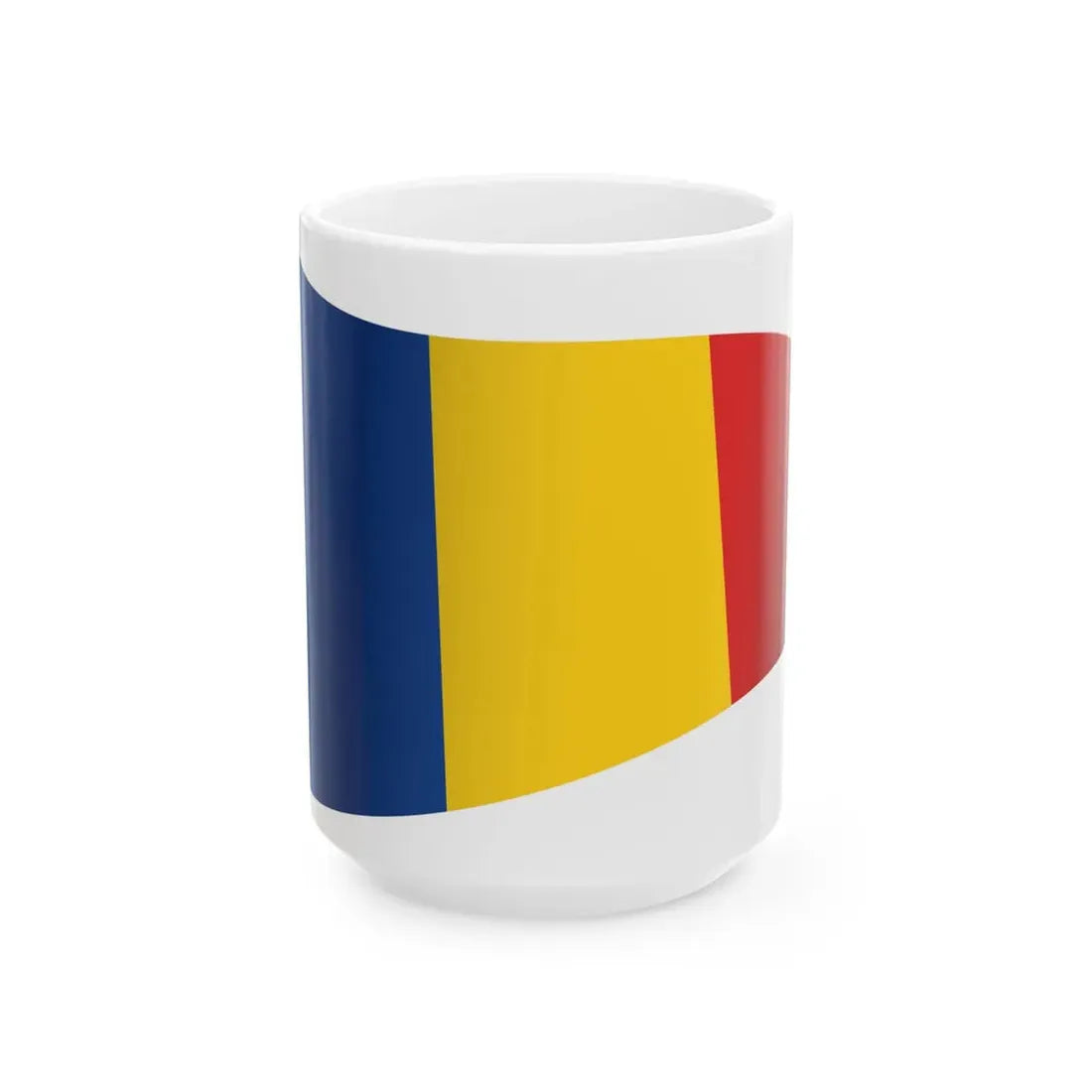 Romania Flag - iconic waving (Oman) White Coffee Mug 15oz - Go Mug Yourself