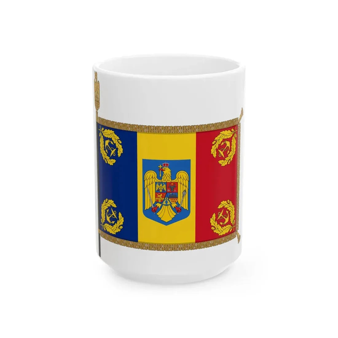 Romanian Battle Flag - Naval Forces Model (Oman) White Coffee Mug 15oz - Go Mug Yourself