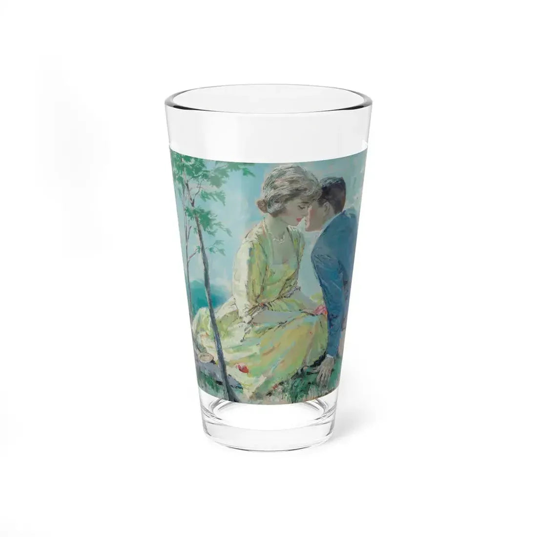 Romantic Picnic, probable interior illustration (Magazine Illustration) Pint Glass 16oz 16oz - Go Mug Yourself
