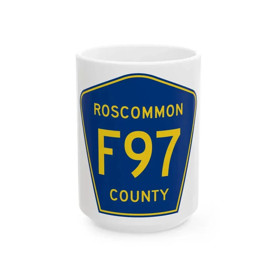 Roscommon County F-97 (Michigan) (Road Sign) White Coffee Mug 15oz - Go Mug Yourself