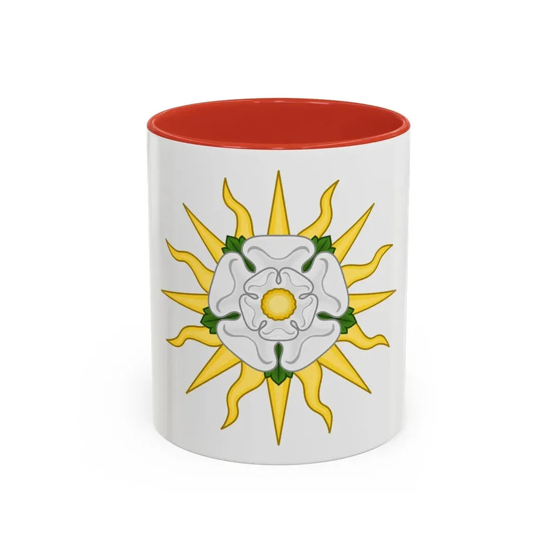 Rose en Soleil Badge of York - Accent Coffee Mug 11oz Red - Go Mug Yourself