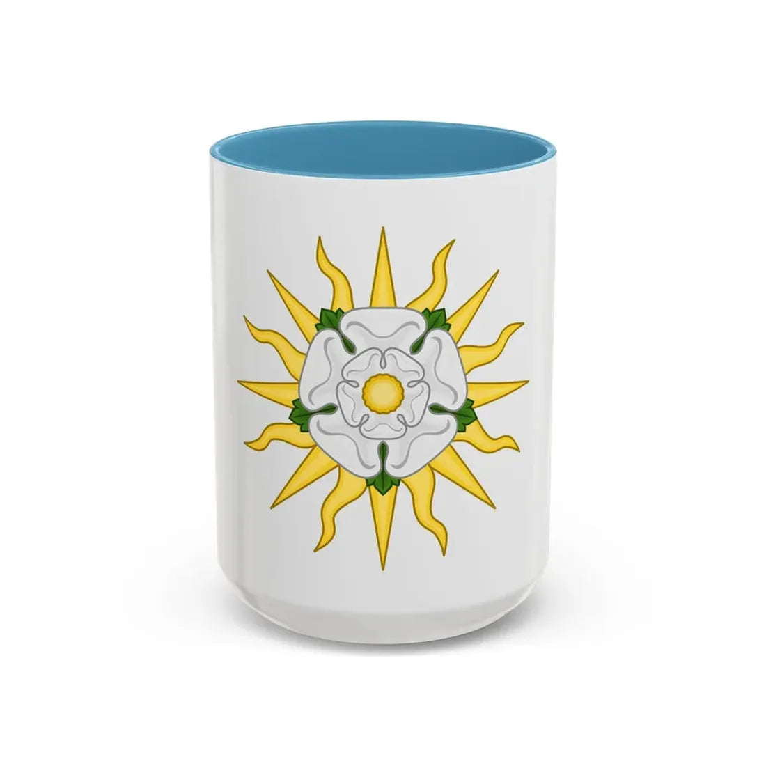 Rose en Soleil Badge of York - Accent Coffee Mug 15oz Light Blue - Go Mug Yourself
