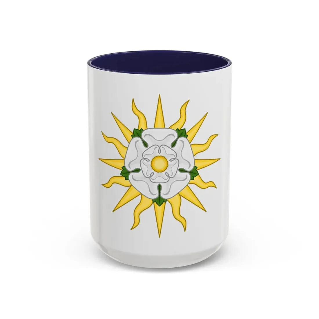 Rose en Soleil Badge of York - Accent Coffee Mug 15oz Navy - Go Mug Yourself