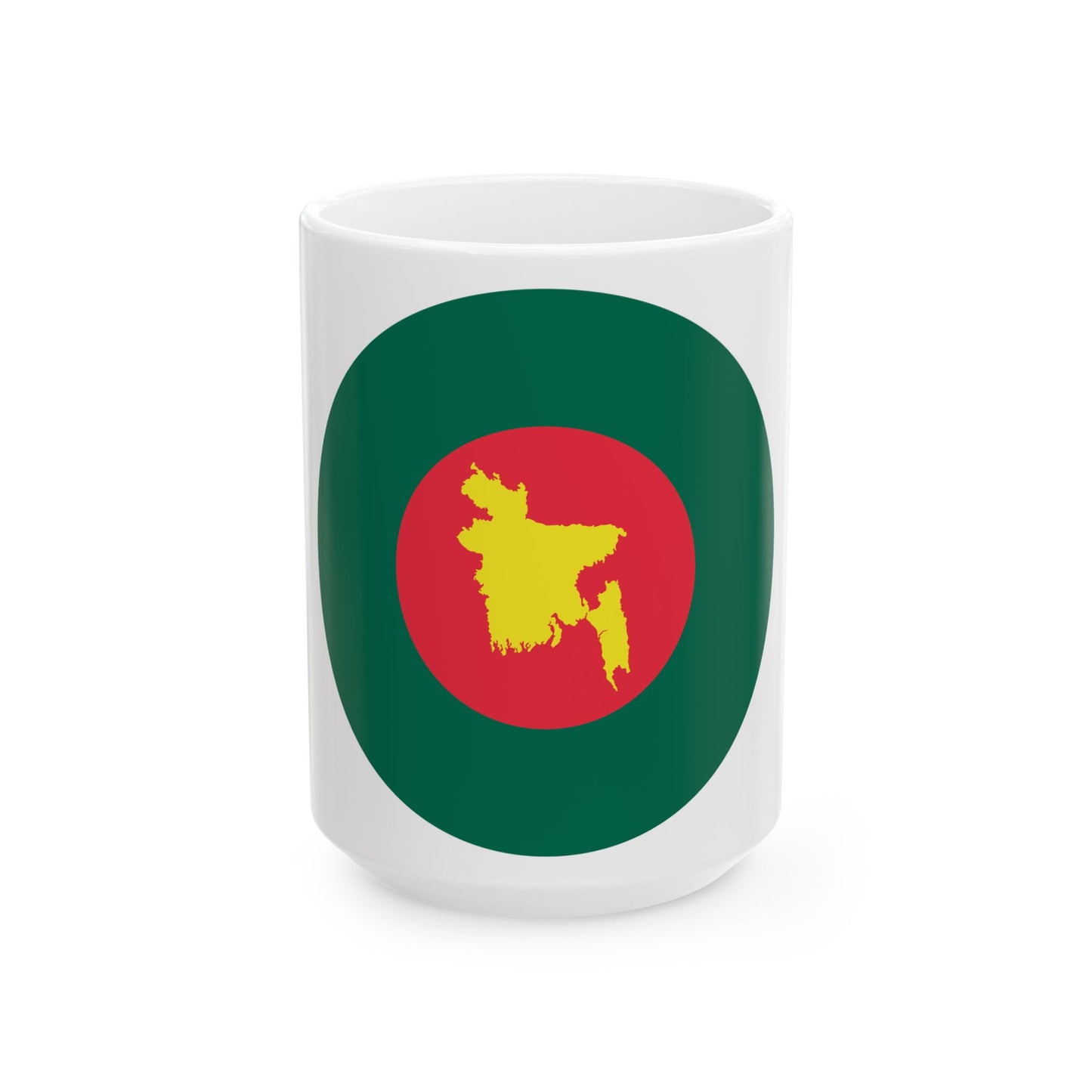 Roundel of Bangladesh with map in centre (Bangladesh) White Coffee Mug-15oz-Go Mug Yourself