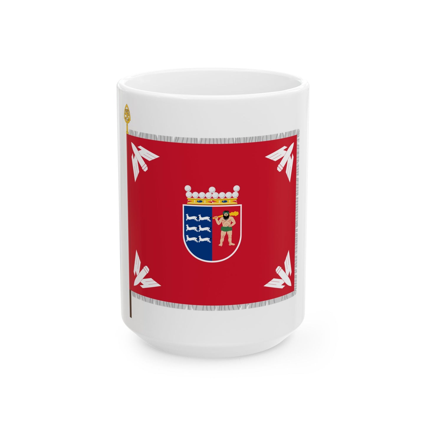 Rovaniemen ilmatorjuntapatteriston lippu (Finland) White Coffee Mug-15oz-Go Mug Yourself