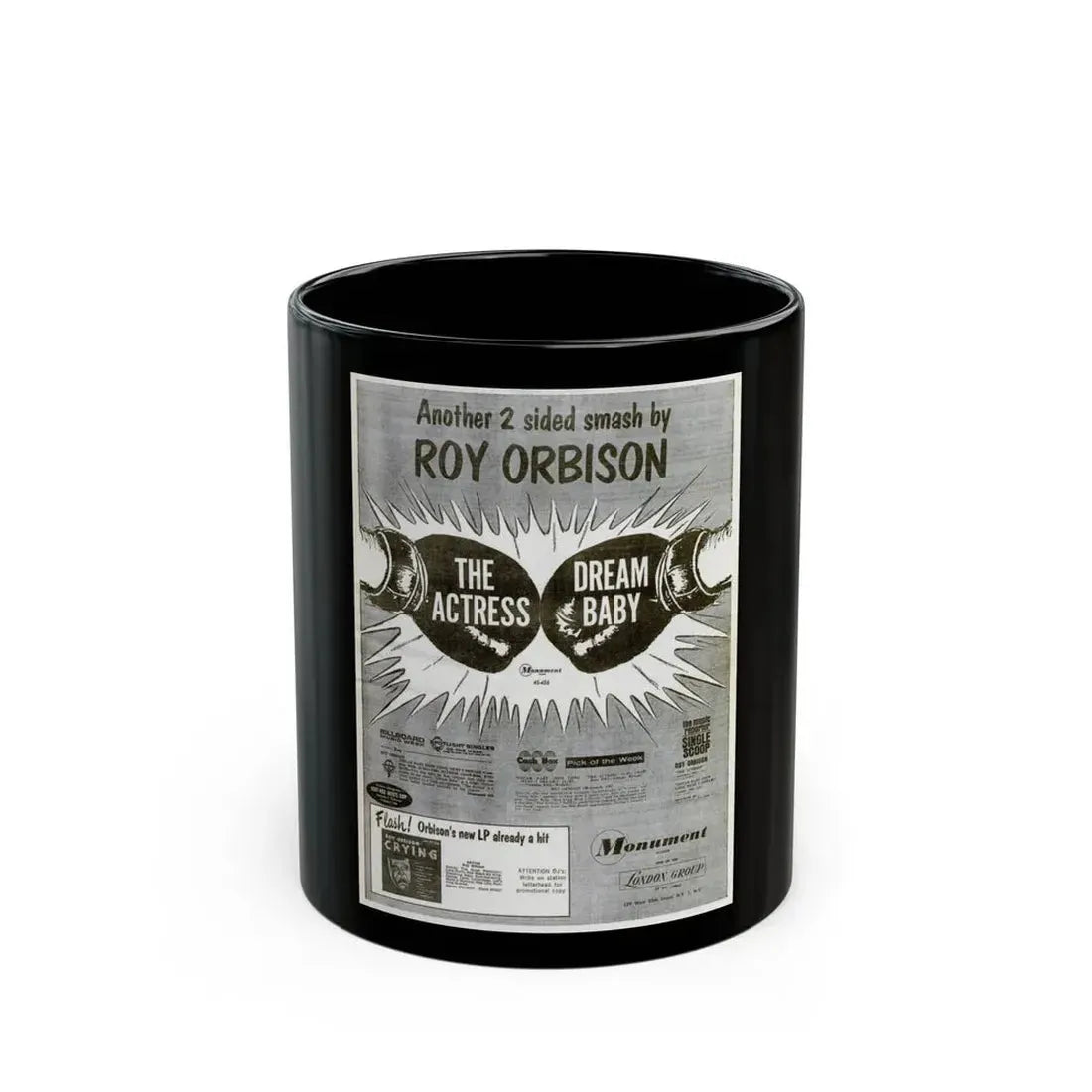 Roy Orbison 1962 (Music Poster) Black Coffee Mug 11oz - Go Mug Yourself