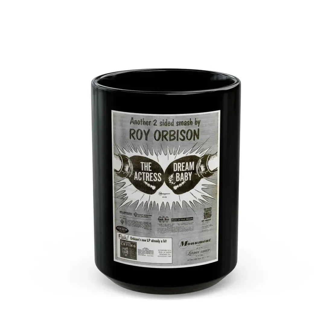 Roy Orbison 1962 (Music Poster) Black Coffee Mug 15oz - Go Mug Yourself