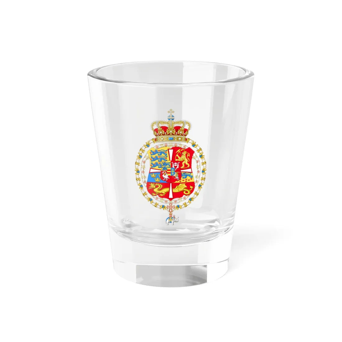 Royal Arms of King Frederick IV of Denmark and Norway (Denmark) (Coat of Arms) Shot Glass 1.5oz 1.5oz - Go Mug Yourself