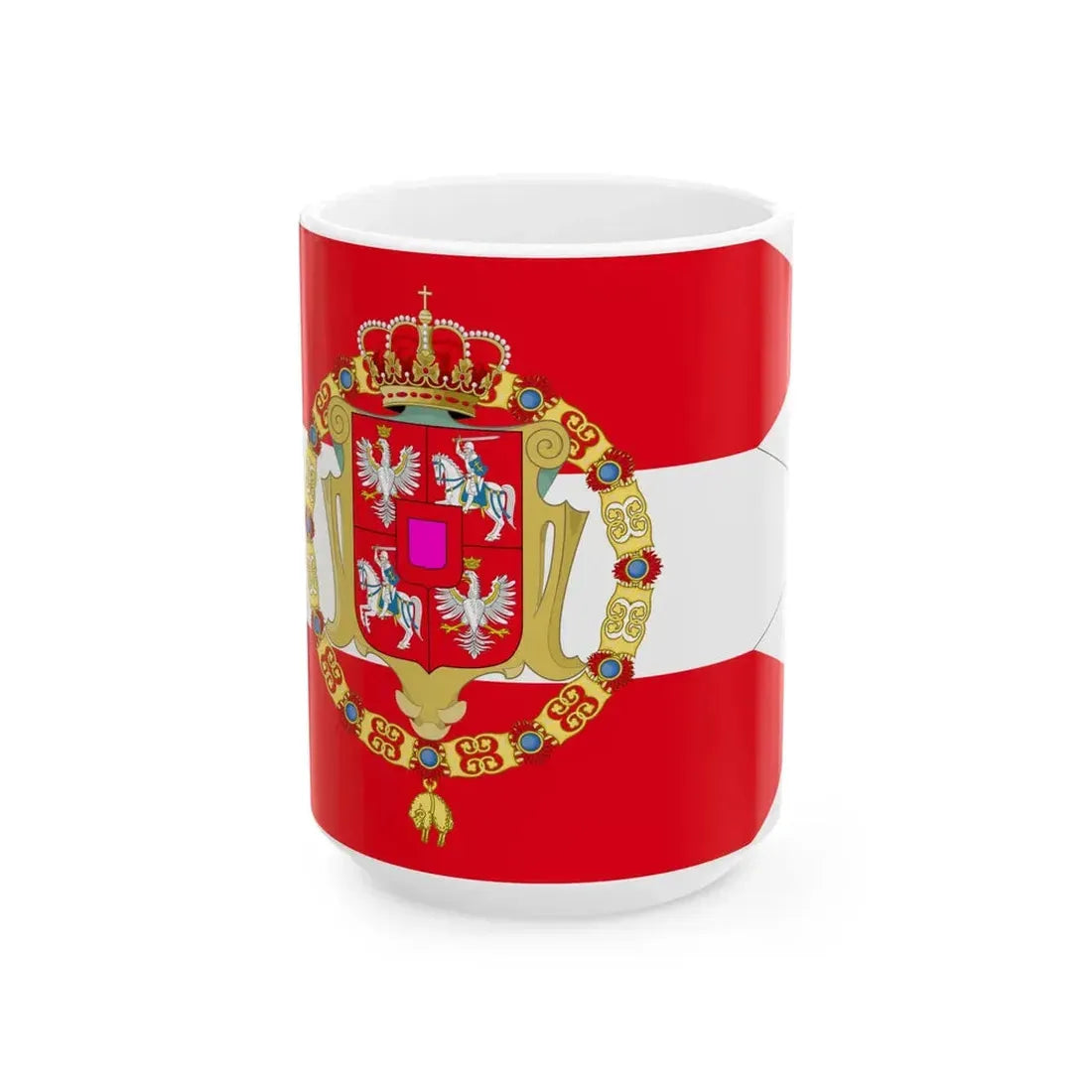 Royal Banner of Jan III Sobieski (Lithuania) White Coffee Mug 15oz - Go Mug Yourself