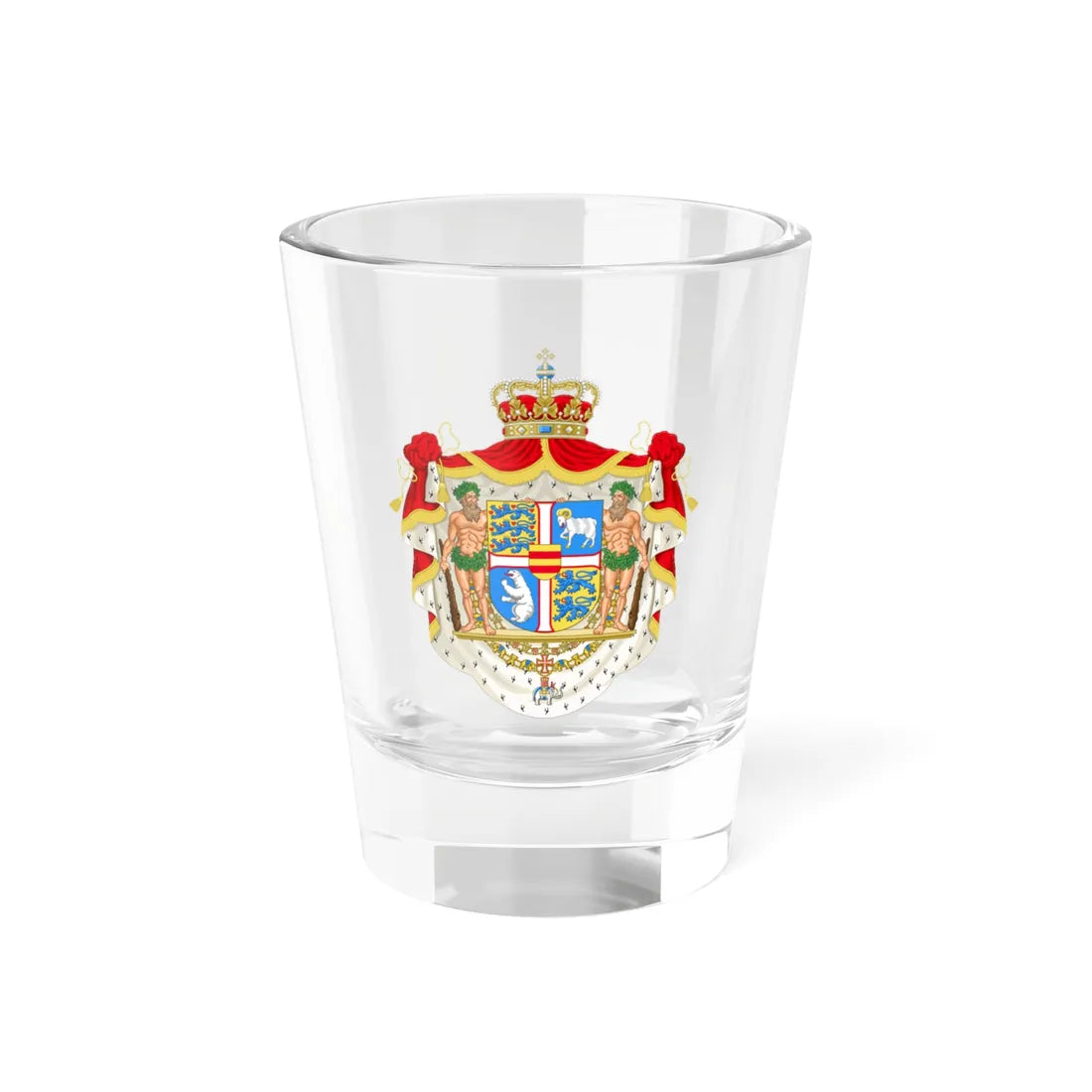Royal coat of arms of Denmark 2024 (Denmark) (Coat of Arms) Shot Glass 1.5oz - Go Mug Yourself