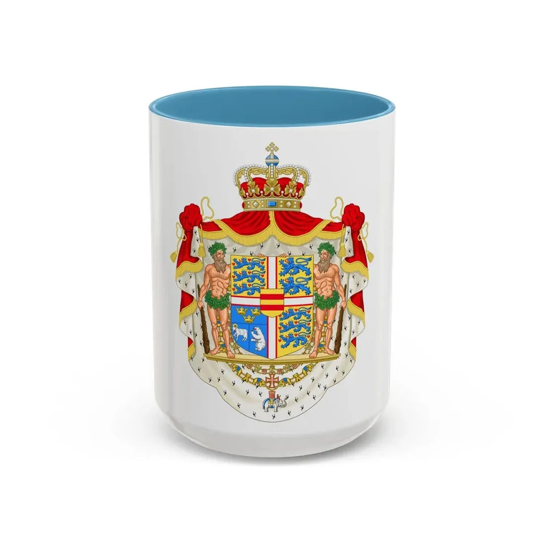 Royal coat of arms of Denmark - Accent Coffee Mug 15oz Light Blue - Go Mug Yourself