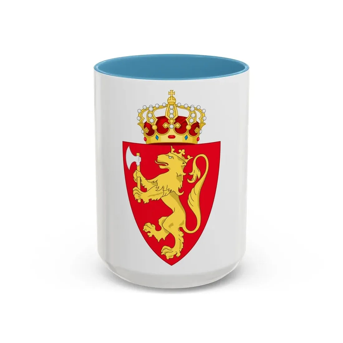 Royal coat of arms of Norway - Accent Coffee Mug 15oz Light Blue - Go Mug Yourself