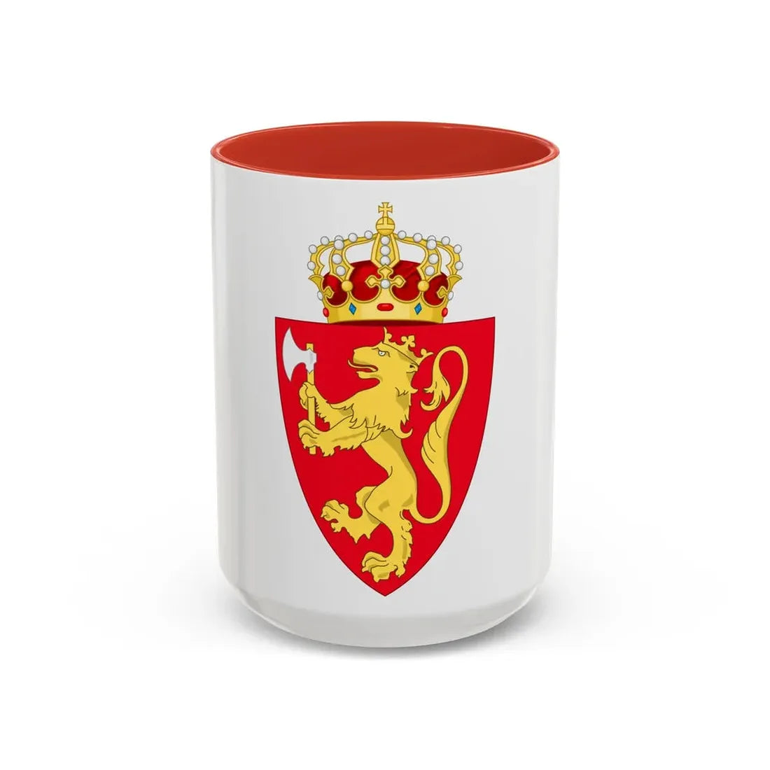 Royal coat of arms of Norway - Accent Coffee Mug 15oz Red - Go Mug Yourself