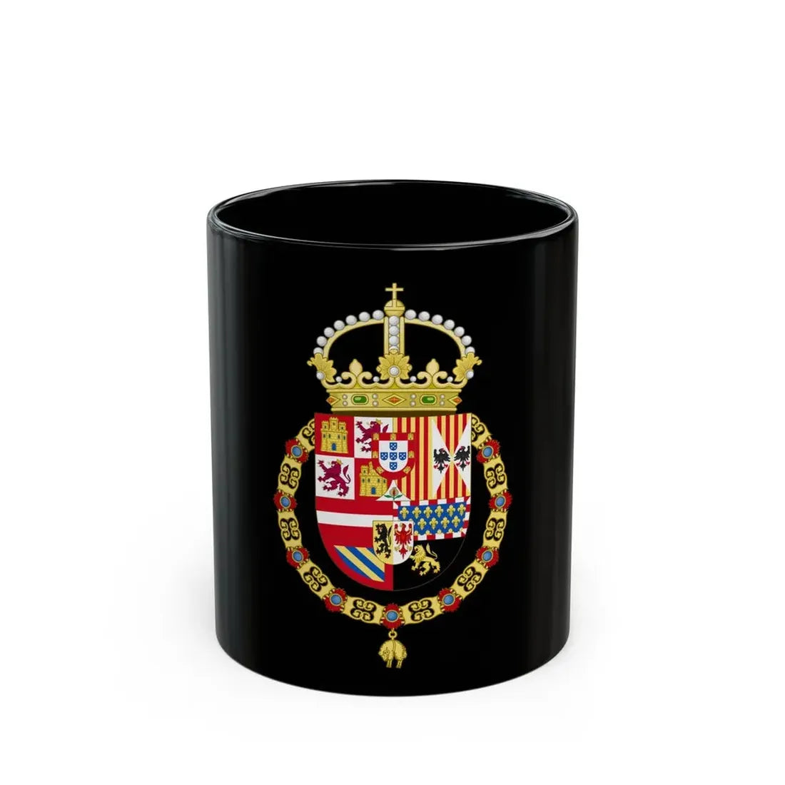 Royal Coat of Arms of Spain (1580-1668) - Black Coffee Mug 11oz - Go Mug Yourself