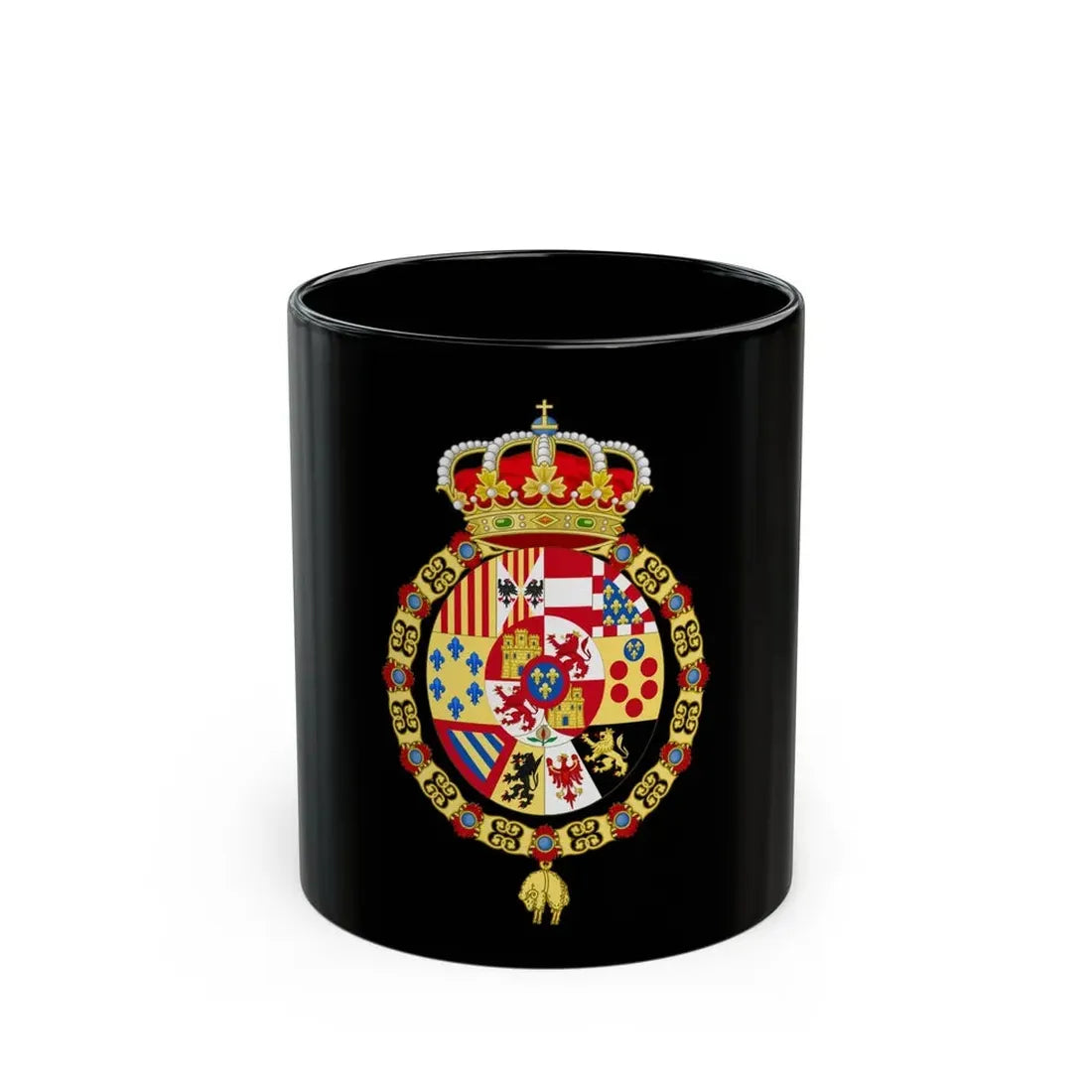 Royal Coat of Arms of Spain (1761-1868 and 1874-1931) - Black Coffee Mug 11oz - Go Mug Yourself