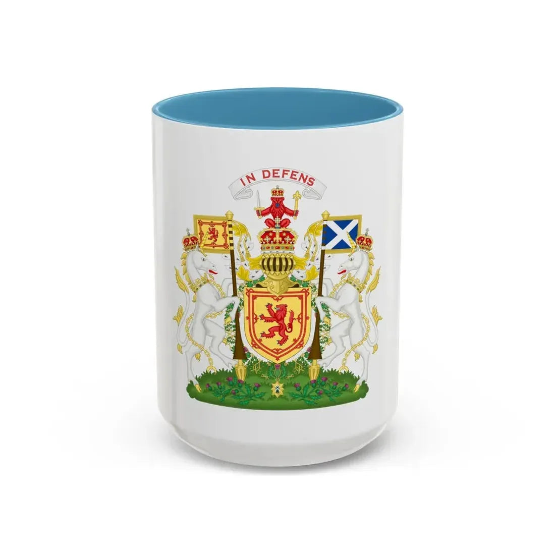 Royal Coat of Arms of the Kingdom of Scotland 2 - Accent Coffee Mug 15oz Light Blue - Go Mug Yourself