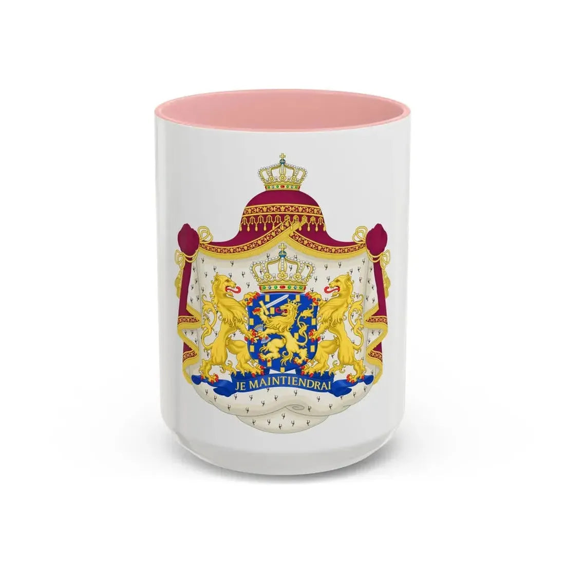 Royal coat of arms of the Netherlands - Accent Coffee Mug 15oz Pink - Go Mug Yourself
