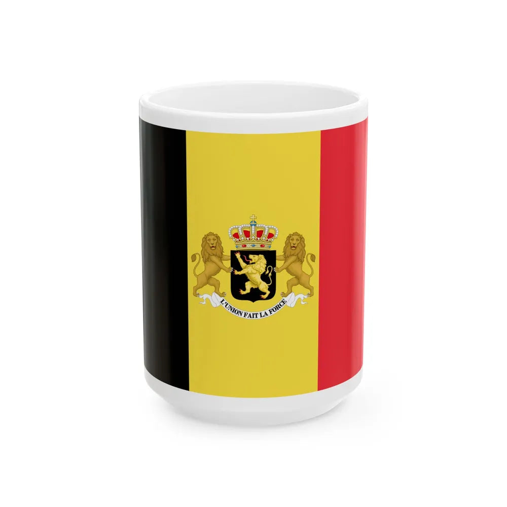 Royal ensign of Belgium 1858 (Belgium) White Coffee Mug 15oz - Go Mug Yourself
